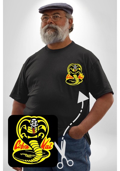 Angemiel Cobra Kai Karete Çocuk Yılan Logo Dizi Siyah Büyük Beden Kadın Basic Minimal Baskılı Tişört Siyah