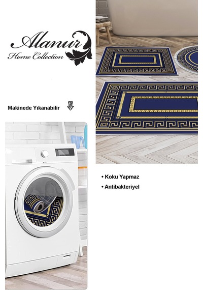 Dekoreko Kaymaz Taban Djt 3 Lü Banyo Paspas Takımı Star Pamuk Karışık Modern 651m Gold