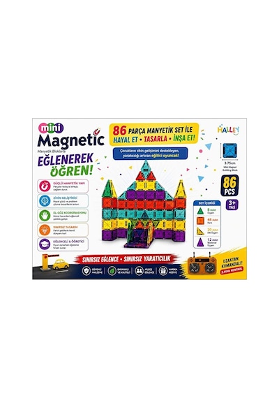 Manyetik Yapı Blokları Çocuklar İçin Renkli 3 Boyutlu 86 Parça Manyetik Blok Mini Oyun Seti Eğitici
