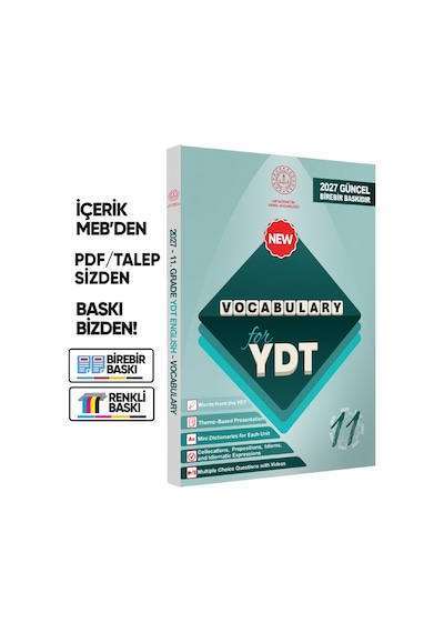 2027 YDT Mebi İngilizce 11.sınıf Vocabulary Kelime Bilgisi Soru Bankası Kitabı Çözümlü Baskı Ücreti