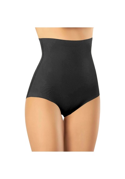 Bravie Siyah Lazer Kesim İz Yapmayan Dikişsiz Yüksek Bel Karın Slip Korse Kara