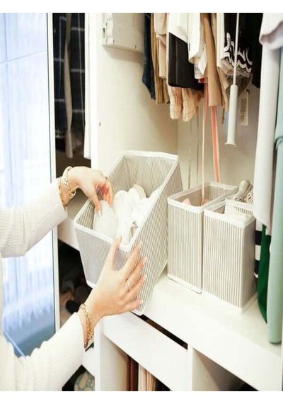 Çekmece Düzenleyici Set 4 Lü Gri Organizer Kutular Gri Kumaş Gri Tr Diğer