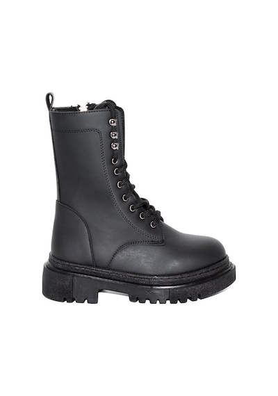 Mergenshoes B308 Siyah Fermuarlı Bağcıklı Kadın Bot Siyah