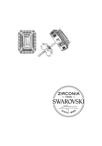 Gümüş Swarovski Baget Taşlı Pırlanta Modeli Küpe