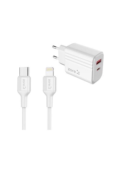 Zore Play Serisi Pl08 Type-c To Lightning 2in1 Pd Seyahat Şarj Aleti 20w .