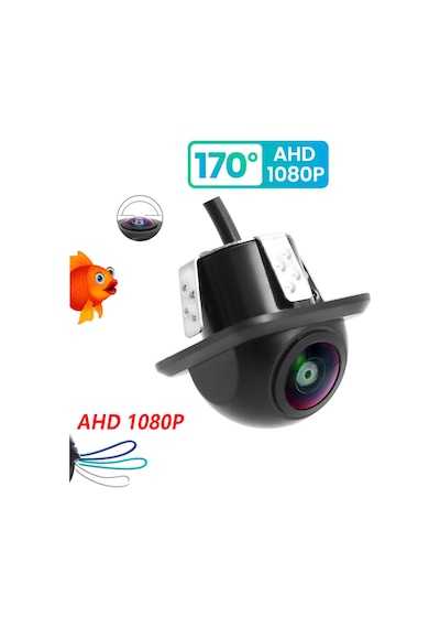 Geri Görüş Park Kamerası 1080p Ahd 170 Derece Balık Gözü Ahd-cvbs Park Çizgili Su Geçirmez Mantar