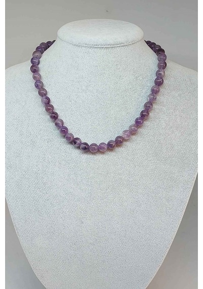 Ametist Taşı Kolye 8mm (Klipsli) Kahverengi