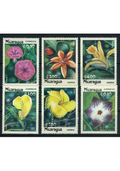 Koleksiyon Pulları, 1985 Nicaragua 6 Pulluk Çiçekler Serisi,damgasız Tam Seri,n11-3