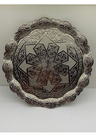 24cm Metal Tepsi Gümüş Ve Altın Renk 001