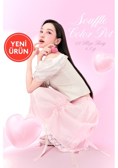 Dasique Kalp Tasarımlı Yoğun Pigmentli Köpük Yapılı Kadife Bitiş Sunan Ruj Souffle Color Pot 09 Hazy Rosy 09 Hazy Rosy