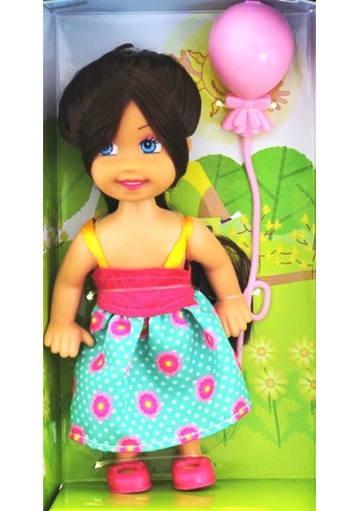 Cute Girl Pembe Balonlu Kumral Mini Bebek Nhr