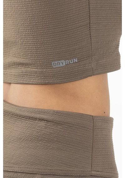 Maraton Active Slimfit Kadın Balıkçı Yaka Kolsuz Koşu Kakao Crop Top 22257 Kahverengi