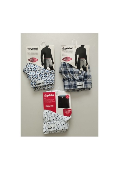 Kit İç Giyim Yıldız 3'lü Pamuklu Erkek Boxer Çok Renkli