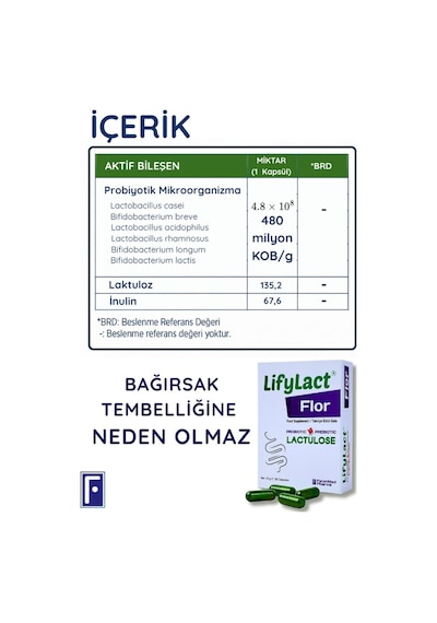 Lifylact Flor Probiyotik 20 Kapsül