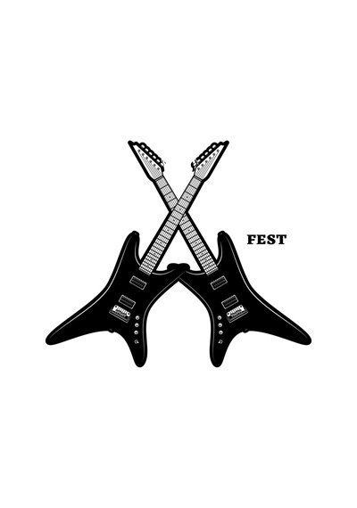 Paybuy Erkek Oversize Tişört Rock Fest Müzik Gösterisi Çapraz Gitar Bask Siyah