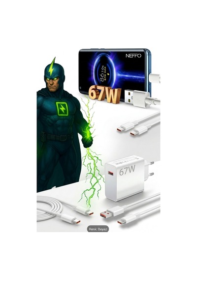 67w Hızlı Şarj Adaptörü Usb-a To Type-c Kablolu Android & İos Uyumlu Çift Turbo Hızlı Şarj Cihazı