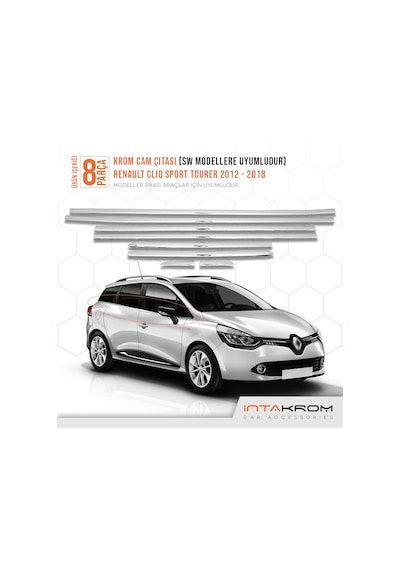 intakrom Renault Clio 4 Sport Tourer Krom Cam Çıtası 8 Parça 2012-2018 N11.5127