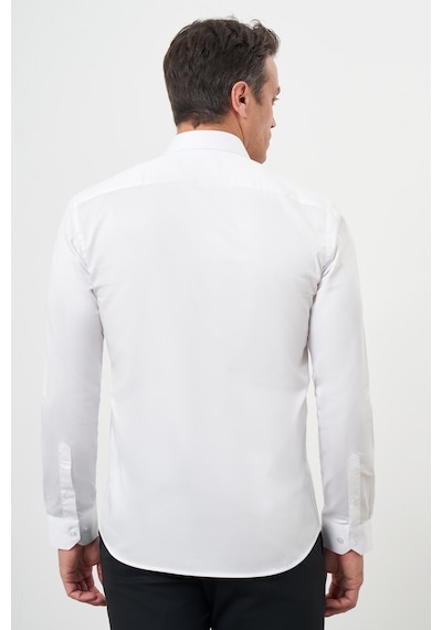 Morven Erkek Beyaz Pamuk Düz Desen İtalyan Yaka Slim Fit Gömlek 24mc004088600 Beyaz