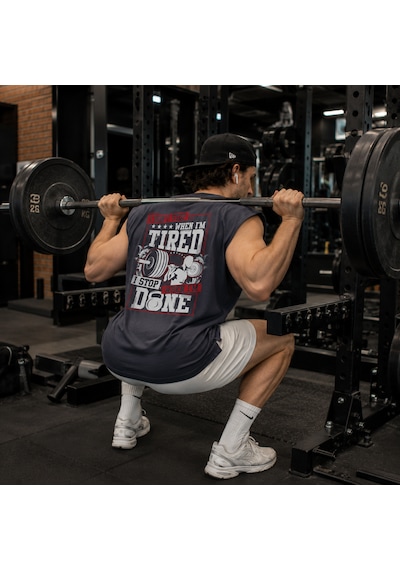 Urbantrendstore Baskılı Premium Sporcu Atleti Gym Tişört %100 Pamuklu Füme