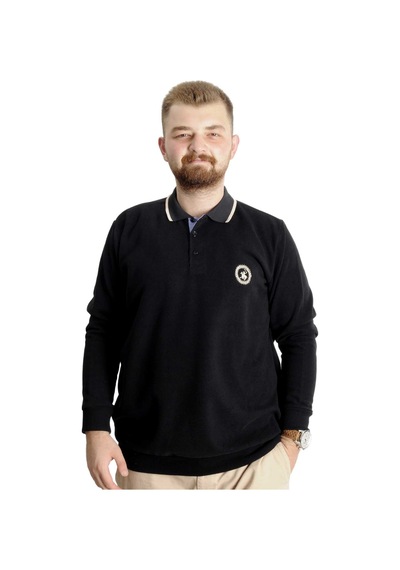 Mode Xl Büyük Beden Erkek Sweat Polo Selanik Horse 23440 Siyah Siyah