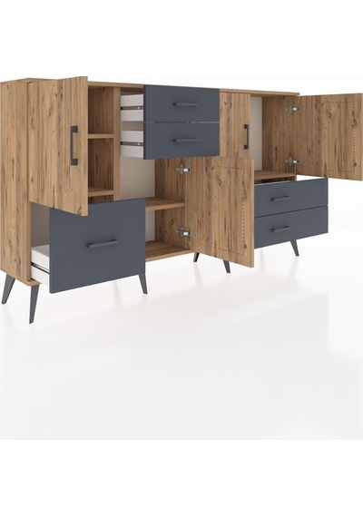 Arges Konsol 4 Raflı 5 Çekmeceli 4 Kapaklı 176x30x99 Çam-çam/antrasit Atlas Çam/antrasıt - Atlas Çam Arges Konsol 4 Raflı 5 Çekmeceli 4 Kapaklı 176x30x99 Çam-çam/antrasit Atlas Çam/antrasıt - Atlas Çam