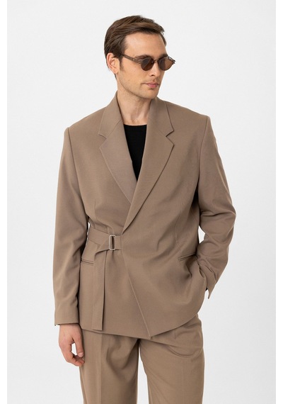 Antioch Kuşaklı Relax Fit Erkek Blazer Ceket Vizon Antioch Kuşaklı Relax Fit Erkek Blazer Ceket Vizon