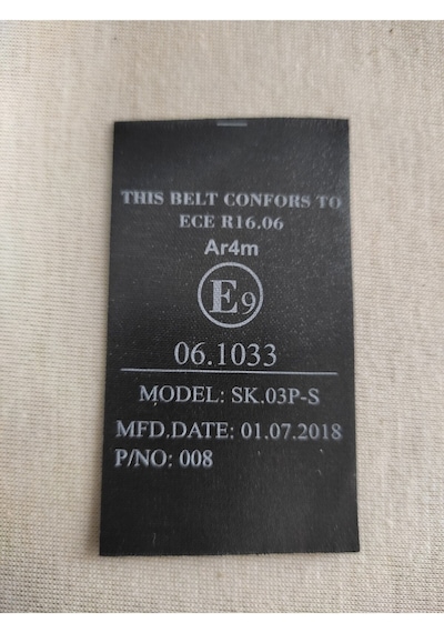 Araç Emniyet Kemeri E Sertifika Etiketi 2 Adet