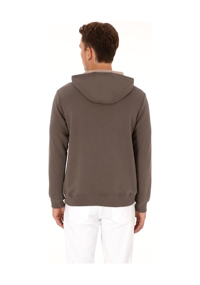 U.S. Polo Assn. Erkek Regular Fit Kapüşonlu Vizon Sweatshirt 2232255