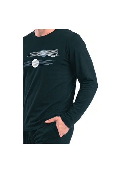 Pierre Cardin 6153 Erkek Uzun Kollu Bisiklet Yaka Pijama Takımı -siyah