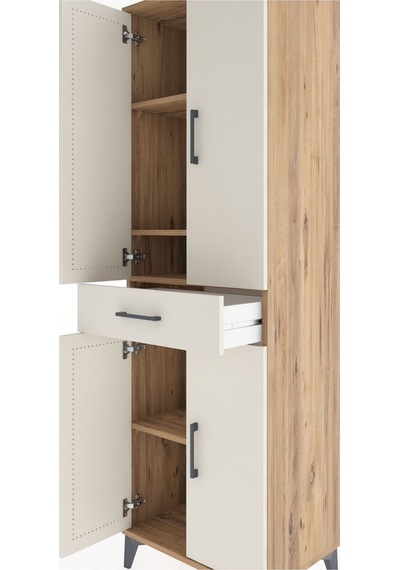 Hyperion Dolap 4 Raflı Tek Çekmeceli 4 Kapaklı 60x44x195 Çam-... Çam