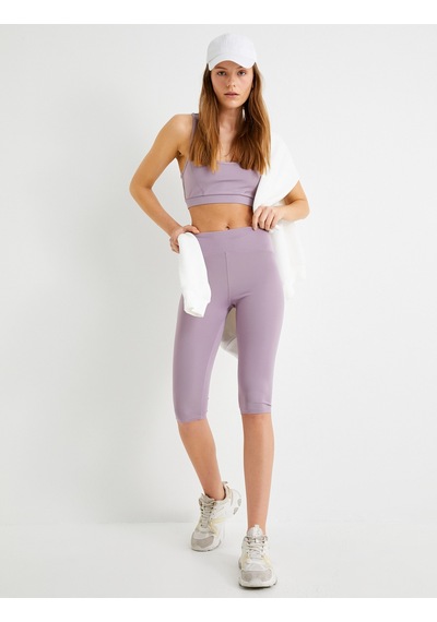 Koton Bisikletçi Taytı Diz Altı Yüksek Bel Slim Fit Lila 4sak40105nk Lila