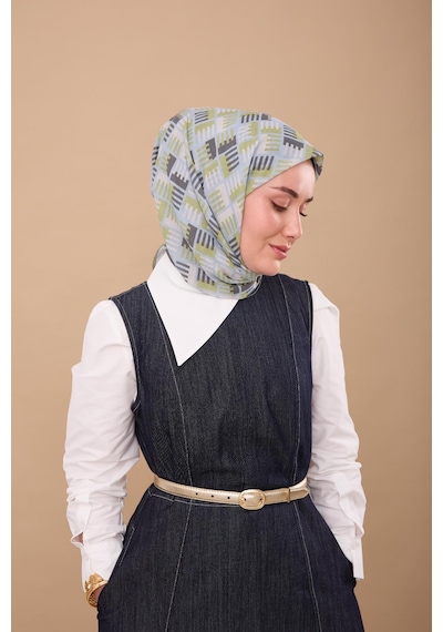Silk Home Yaz Esintisi Eşarp 150001-09 Yeşil, Bebe Mavi, Füme, Gümüş