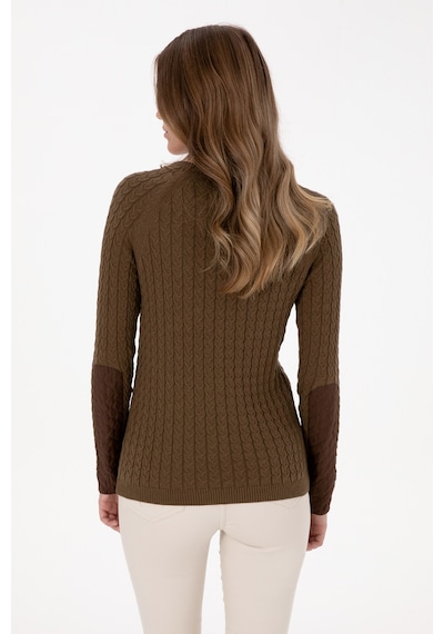 U.S. Polo Assn. Kadın Haki Bisiklet Yaka Basic Kazak 50307728-VR027