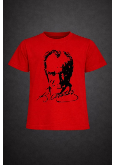 Dıgıl Kids Atatürk Baskılı Çocuk T-shirt Kırmızı - Siyah
