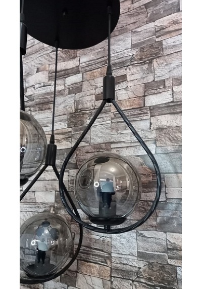 3lü Damla Füme Avize Siyah