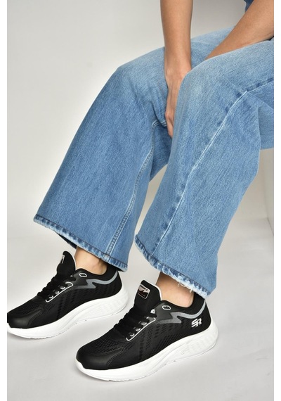 Fox Shoes Y702500804 Siyah Kumaş Kalın Tabanlı Spor Ayakkabı Sneakers Siyah