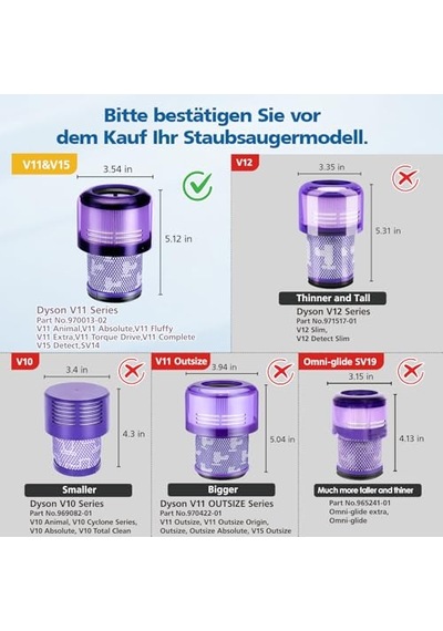 Dyson V11 İçin Filtre, Dyson V11 Animal/absolute/torque Drive/fluffy/extra/complete Pro/ V15 Detect/ Sv14 Sv17 Sv22 Ak Genel