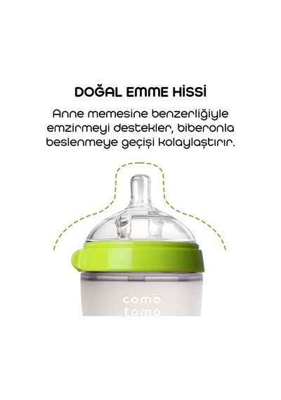 Comotomo Antikolik Silikon Biberon 250 Ml 3-6 Ay Yeşil