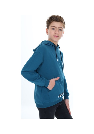 Toontoy Kids Toontoy Erkek Çocuk Oversize Kapüşonlu Cepli Baskılı Sweatshirt - 2 İplik Petrol Mavi Toontoy Kids Toontoy Erkek Çocuk Oversize Kapüşonlu Cepli Baskılı Sweatshirt - 2 İplik Petrol Mavi