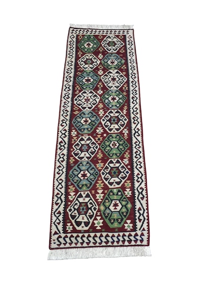 Zehra Abla Halı El Dokuma Otantik Doğu Anadolu Van Mini Yolluk Yün Kilim 7159 Çok Renkli