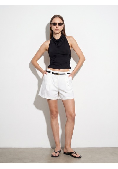 Dilvin 21246 Degaje Yaka Top-siyah