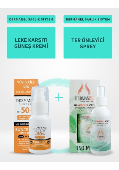 Dermanel Leke Karşıtı Güneş Kremi 50 ML + Dermanel Ter Önleyici Sprey 150 ML