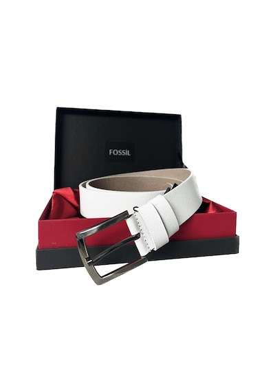 Fossil Beyaz Hakiki Düz Deri Spor 4 Cm Erkek Kemeri-130 Beyaz