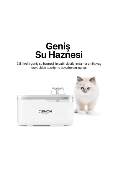 Kedi Su Pınarı Ultra Sessiz Wifi Akıllı Otomatik Su Çeşmesi X8650 Şeffaf