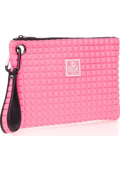 Bilik Deri Pembe Kumaş Kadın Portföy & Clutch Çanta Melis