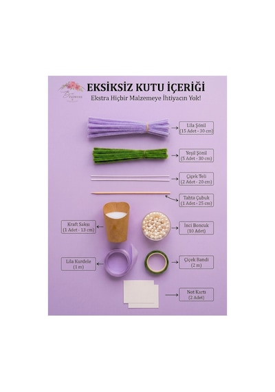 Lila Şönil Papatya Yapım Kiti Şönil Hobi Seti - Yaratıcı Hobi Ve Kendin Yap Seti