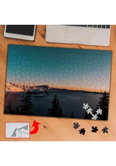 Gün Batımı, Deniz, Ağaçlar 240 Parça Puzzle Yapboz Tablo-6733