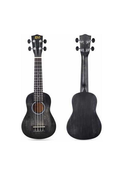 Eskitme Masif Gül Klavyeli Siyah Soprano Ukulele