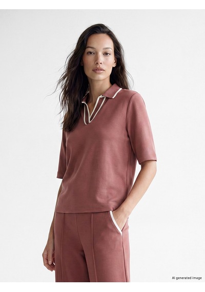 Lcw Everyday Pembe Polo Yaka Soft Touch Kadın Tişört