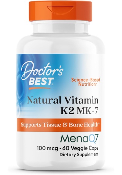 Doctor's Best Natural Vitamin K2 Mk7 Men & Women - Bone Health 100 Mcg Menaq7 Calcium 60 Veg